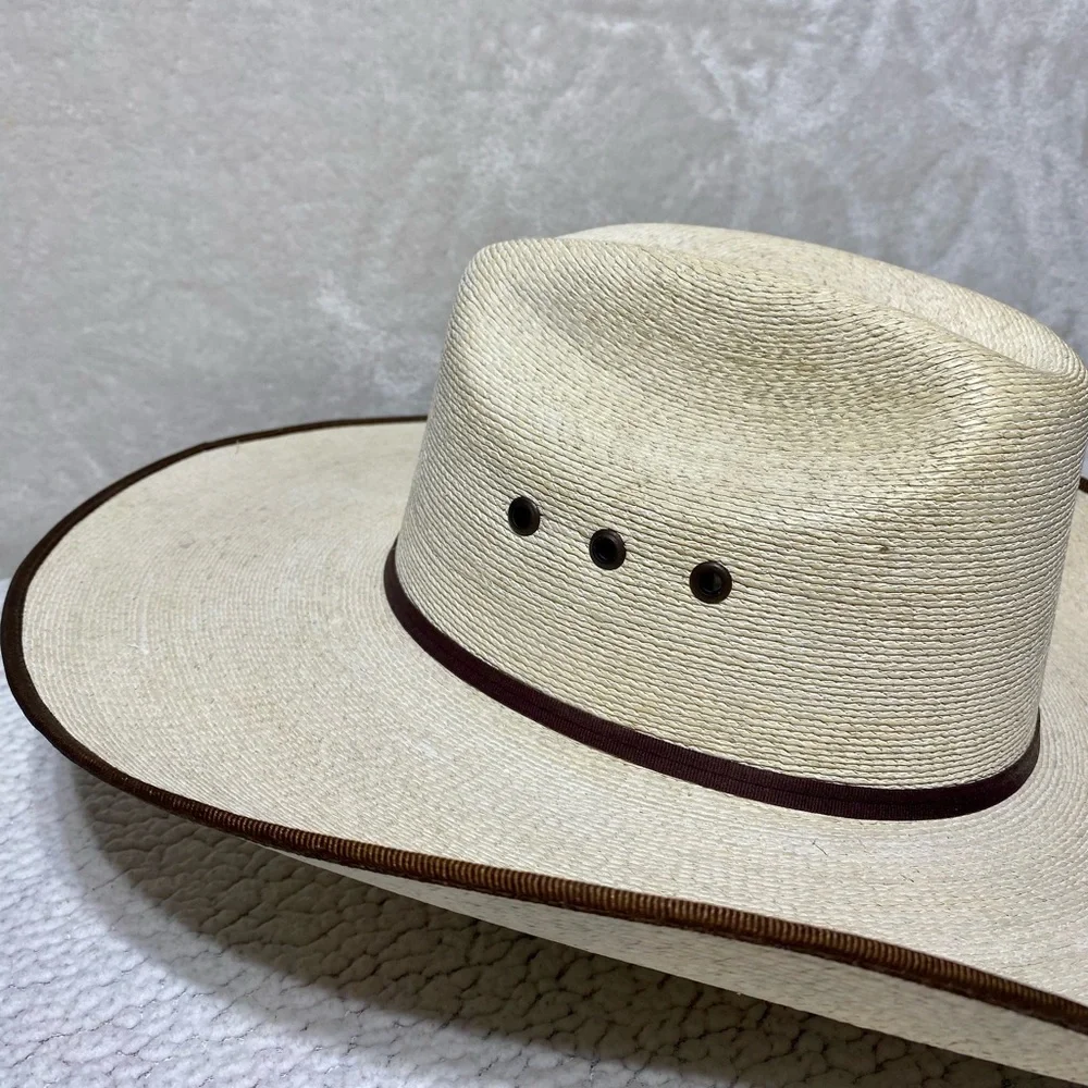 ATWOOD 5X Hereford Palm Leaf Cowboy Hat Low Crown Chocolate Bound Edge Western